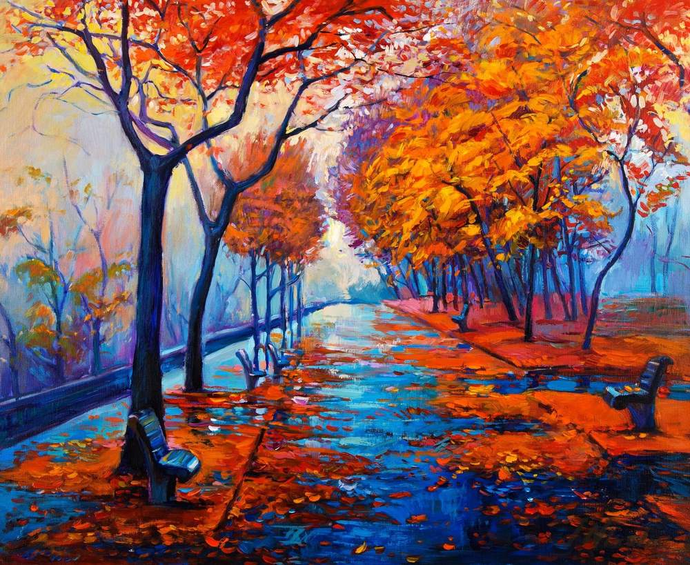 Autumn Alley — original oil painting by Ivailo Nikolov