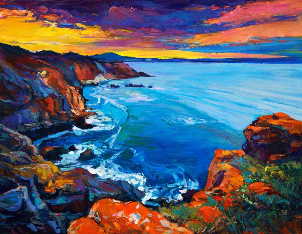 Cliffs at Sunset — original oil painting by Ivailo Nikolov