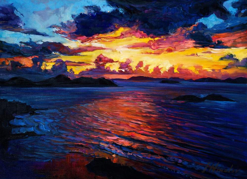 Dramatic Sunset Over the Sea — original oil painting by Ivailo Nikolov