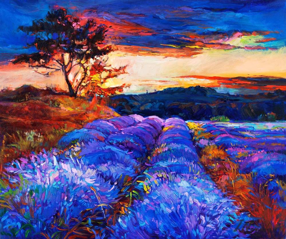 Lavender Field at Dusk — original oil painting by Ivailo Nikolov