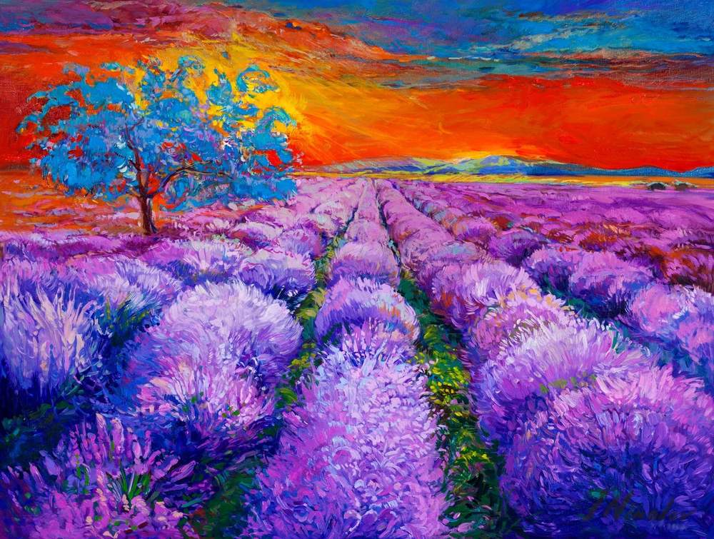 Lavender and Blue Tree — original oil painting by Ivailo Nikolov