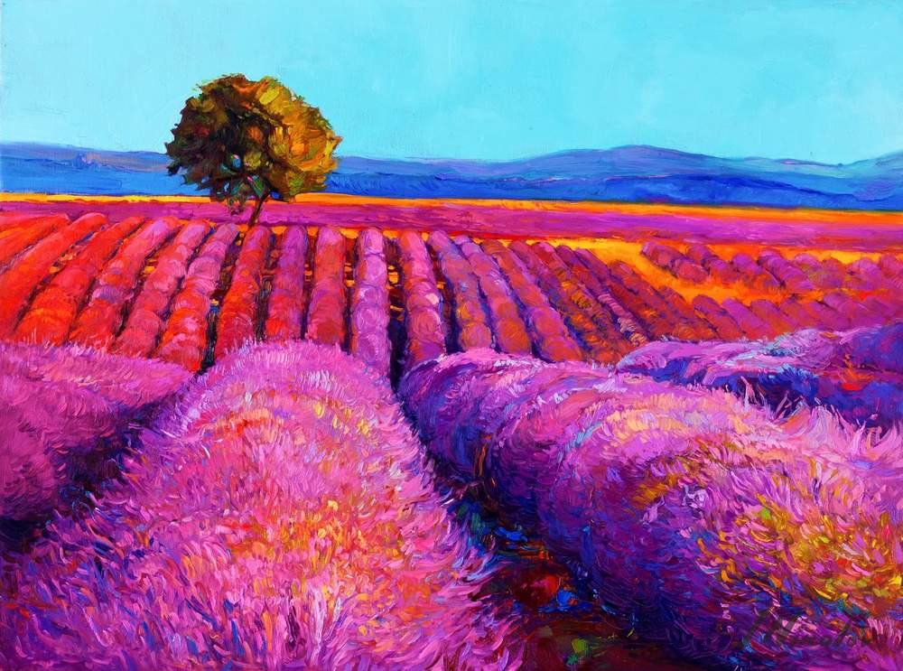 Tree in the Lavender Field — original oil painting by Ivailo Nikolov