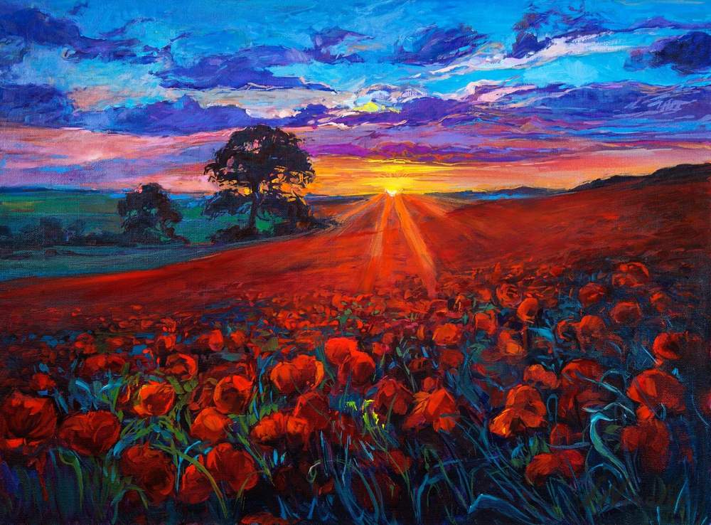 Poppies on the Horizon — original oil painting by Ivailo Nikolov