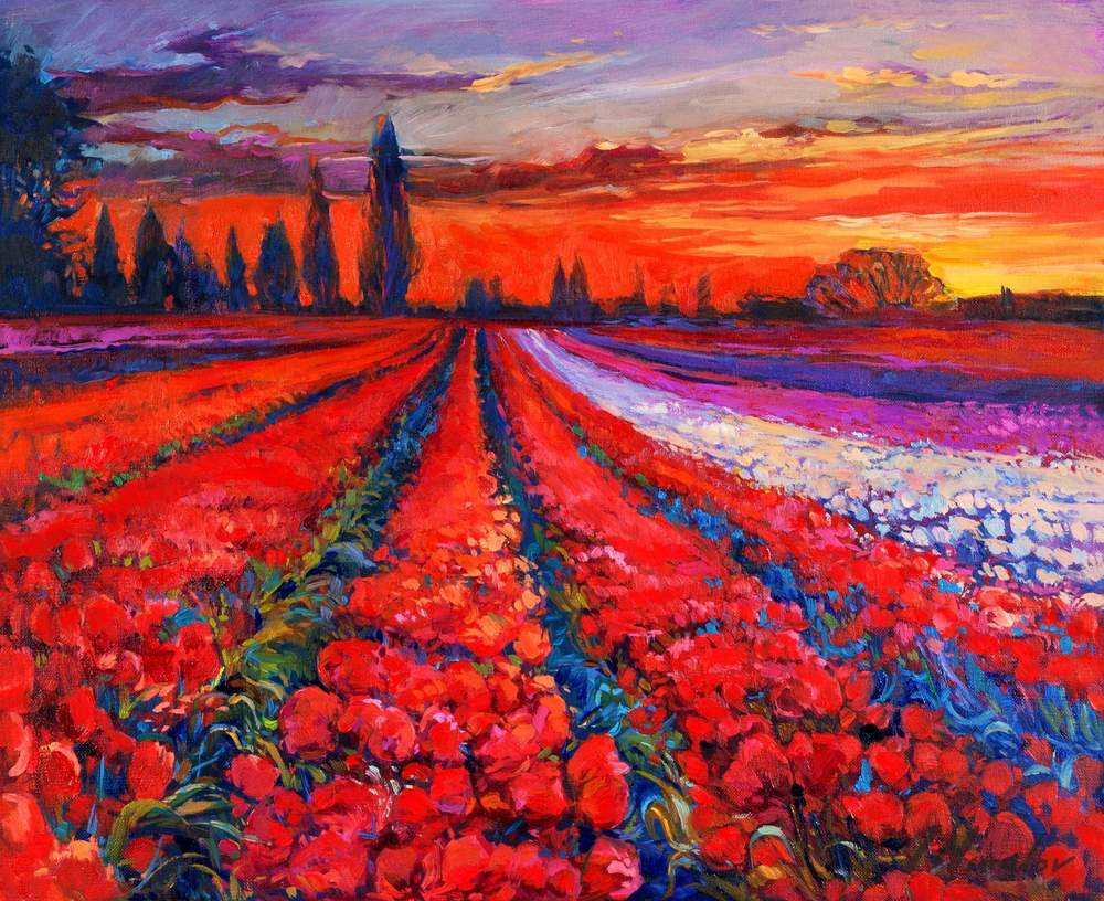 Poppies Under a Purple Sky — original oil painting by Ivailo Nikolov