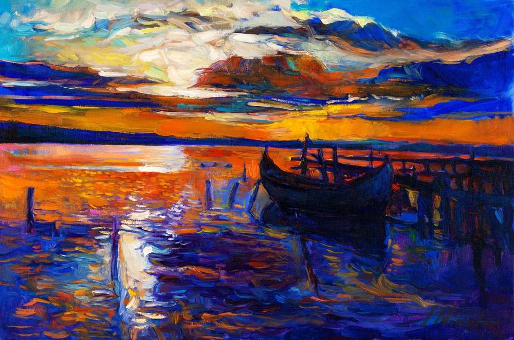 Schooner at Dusk — original oil painting by Ivailo Nikolov